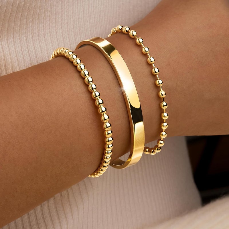 Poxtex 925 Sterling Silver Bracelets for Women Stack, 14K Gold Plated Bangle Cuff Jewelry Set Trendy, Adjustable Tennis Knot Twisted Bracelet for Wrist Essentials Women Fashion Gifts - Image 2